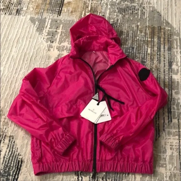 Moncler hot pink Groseille light weight jacket spring zip hooded sz 2 Medium M - Picture 8 of 11